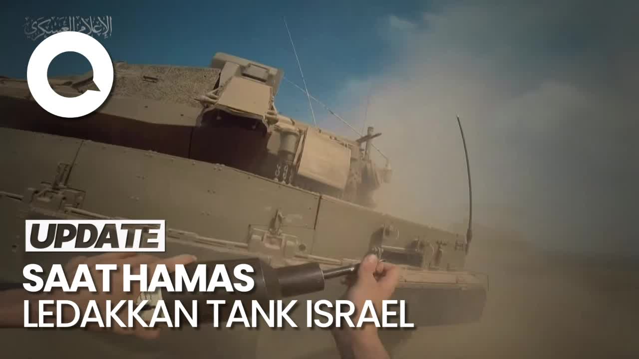 Aksi Pejuang Hamas Ledakkan Tank Israel Dari Jarak Dekat