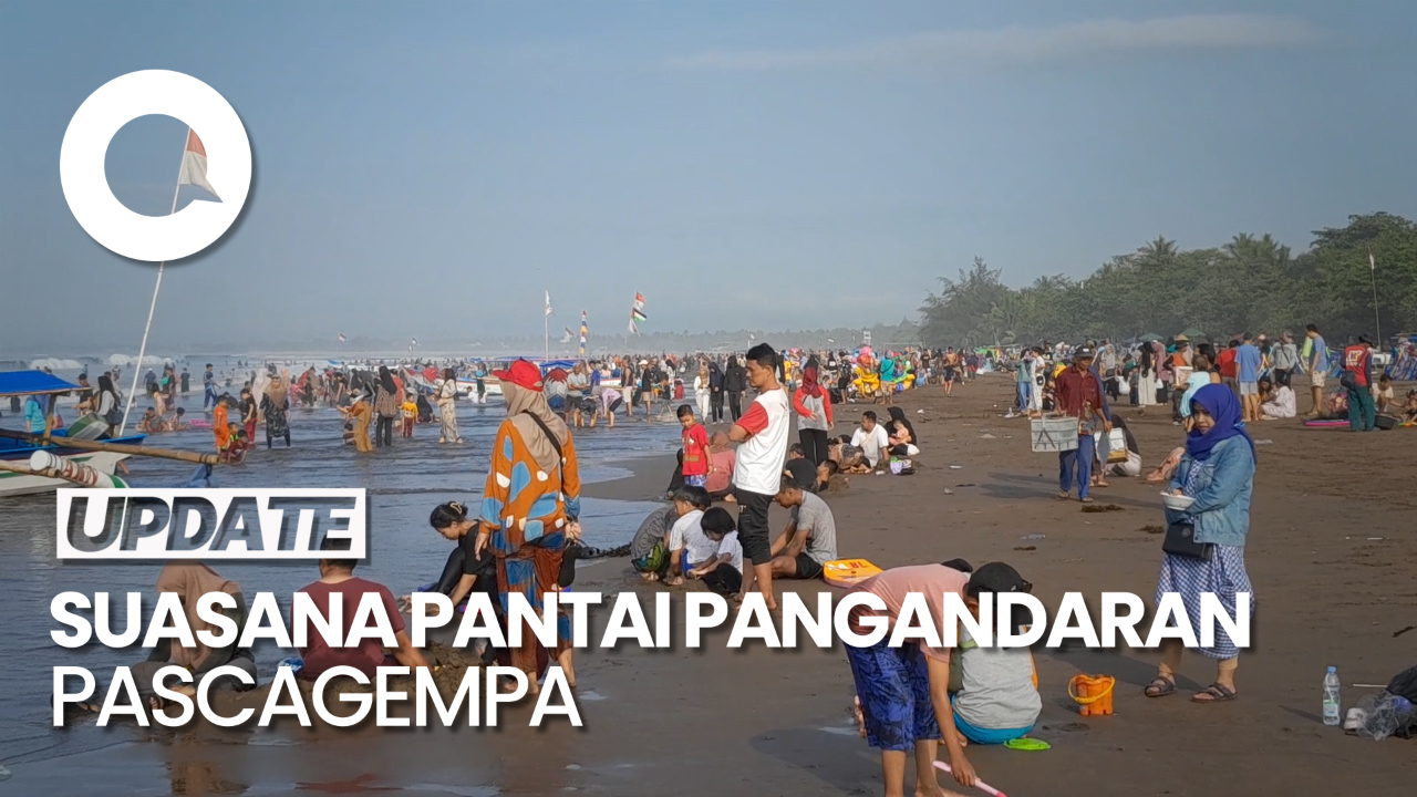 Pantai Pangandaran Diguncang Gempa Wisatawan Tetap Membeludak