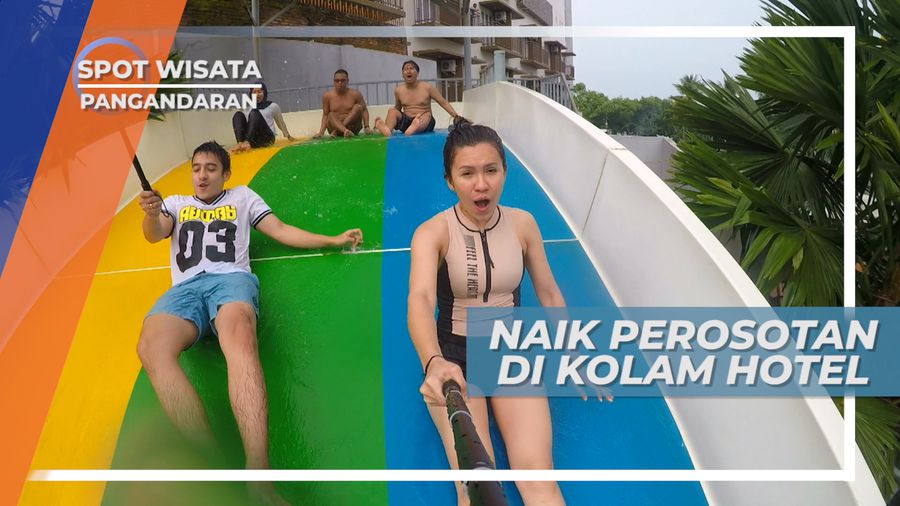 Bermain Perosotan di Kolam Penginapan Pangandaran