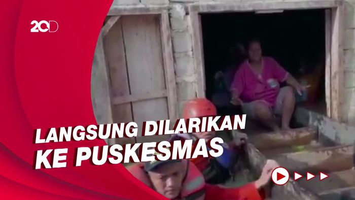 Tim SAR Tempuh Jarak 30 KM Evakuasi Bumil yang Terjebak Banjir di Jambi
