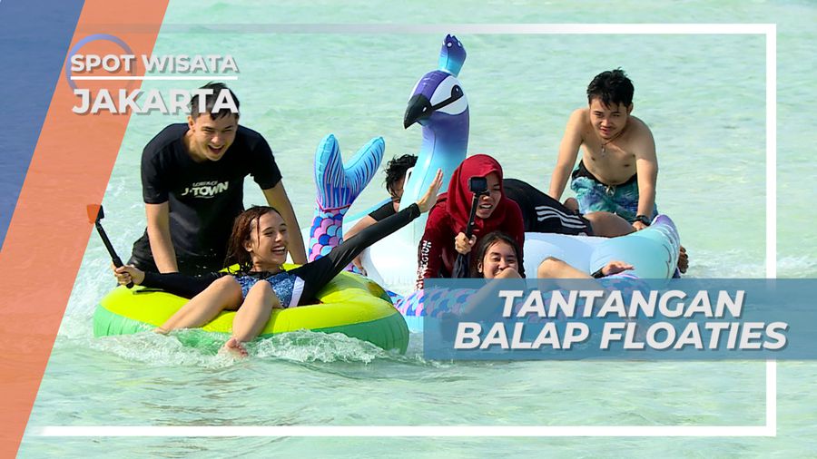 Adu Cepat Balap Floaties di Pulau Dolphin Kepulauan Seribu