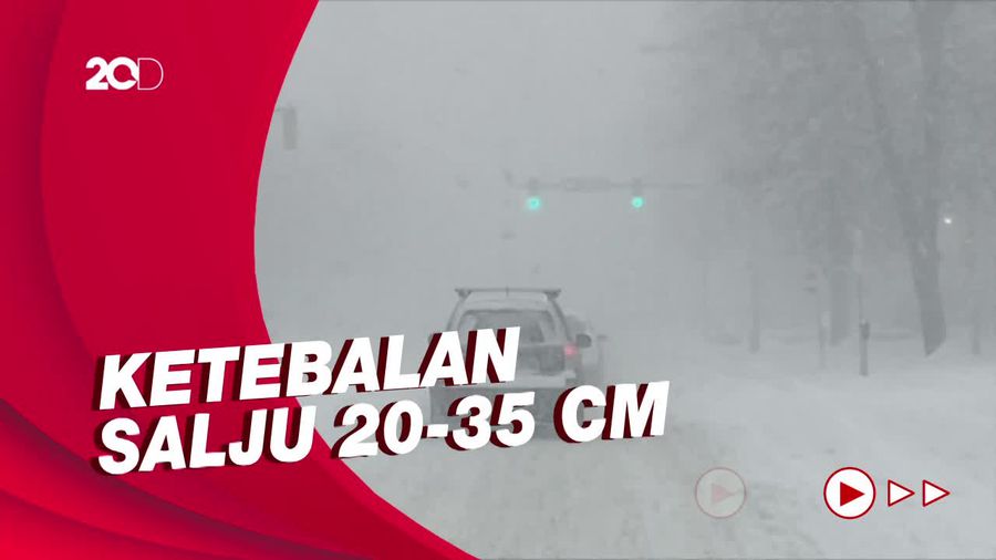 Kota Bufallo di New York Tertutup Salju Tebal