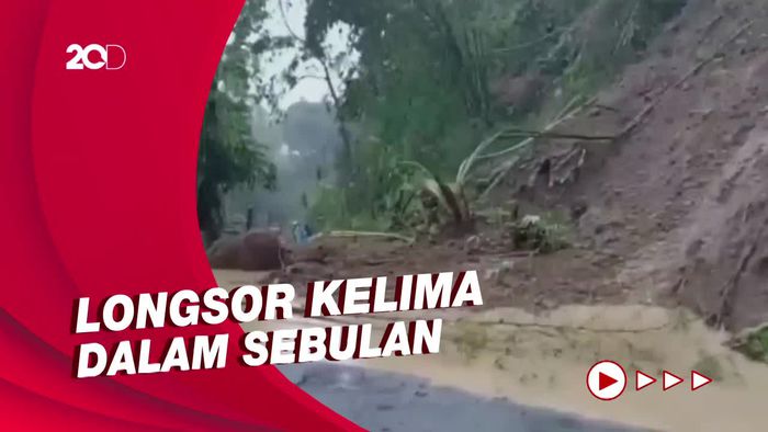 Penampakan Longsor Cadas Hideung, Putus Akses Sukanagara-Pagelaran Cianjur