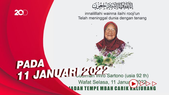Pembuat Jadah Tempe Mbah Carik Kaliurang Meninggal Dunia