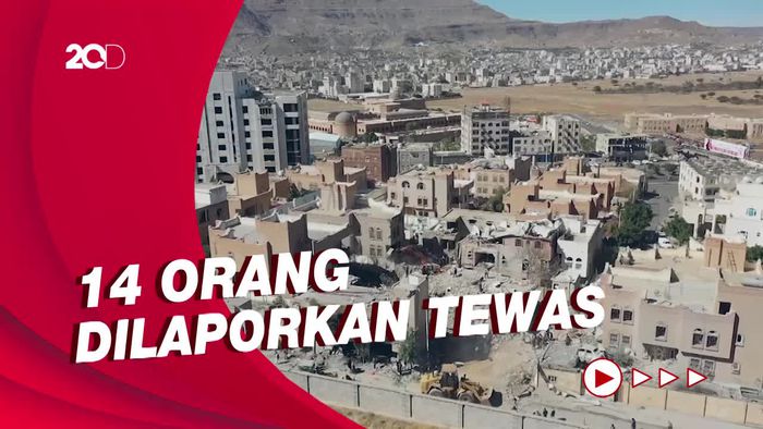 Penampakan Puing-puing Bangunan di Yaman Usai Arab Saudi Gempur Houthi