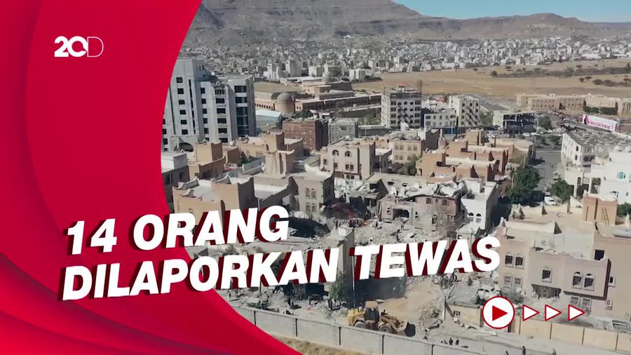 Penampakan Puing-puing Bangunan di Yaman Usai Arab Saudi Gempur Houthi