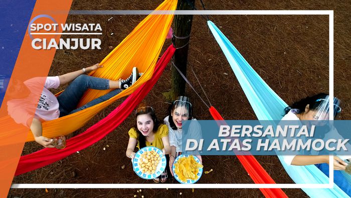 Bersantai di Atas Hammock di Tengah Hutan Pinus yang Sejuk, Cianjur 