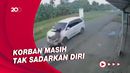 Detik-detik Pemotor Wanita di Indramayu Terpental Ditabrak Mobil