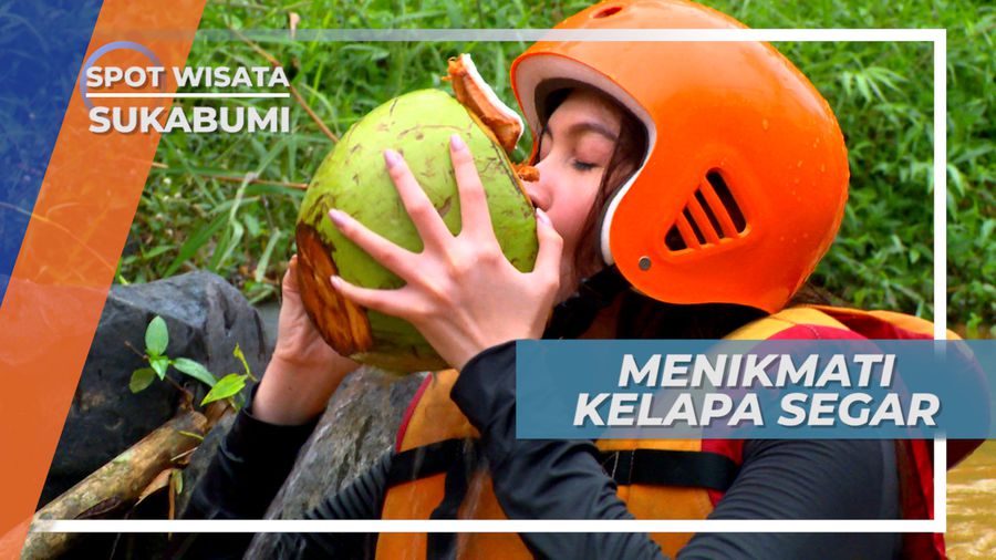 Menikmati Kesegaran Kelapa Muda di Tepi Sungai, Sukabumi