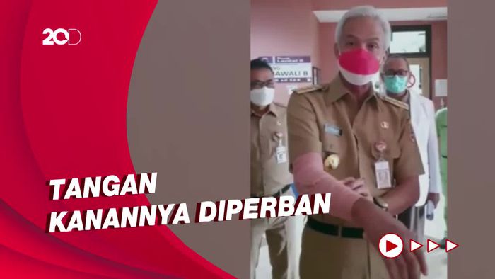 Ganjar Kembali Ngantor usai Dioperasi Karena Jatuh Dari Sepeda