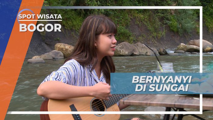 Genjrang-genjreng Bermain Gitar, Serunya Bernyanyi di Tengah Sungai, Bogor