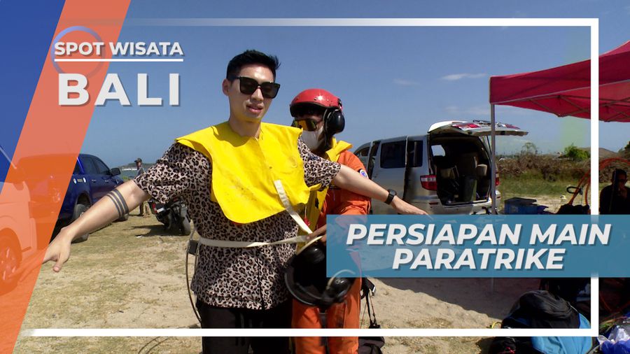 Persiapan Terbang Dengan Paratrike di Pantai Mertasari Bali