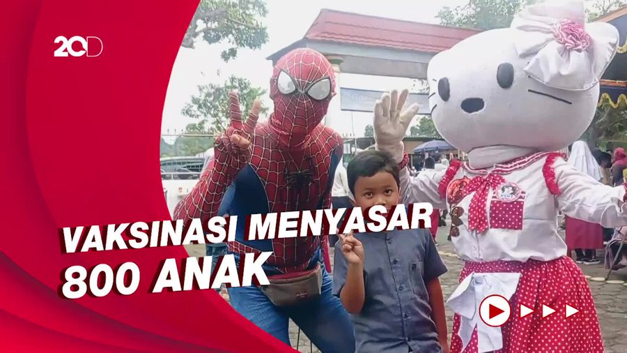 Ditemani Spiderman, Anak-anak Tak Takut Disuntik Vaksin Covid-19