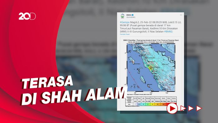 Warganet Sebut Gempa Pasaman Barat M 6,2 Terasa hingga Malaysia