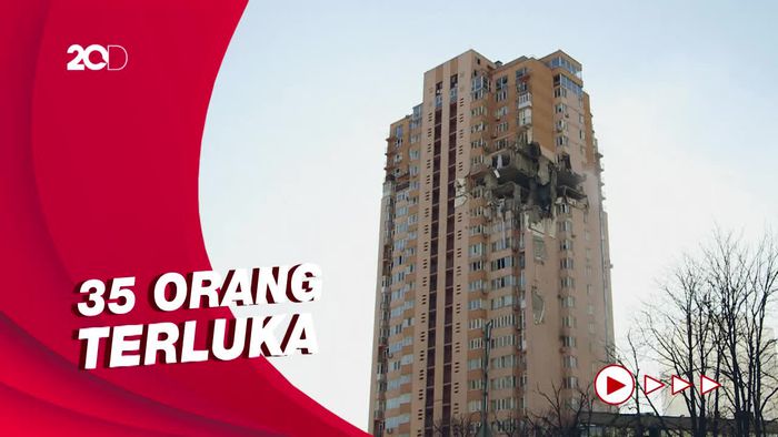 Penampakan Apartemen di Kiev Setelah Kena Rudal Rusia
