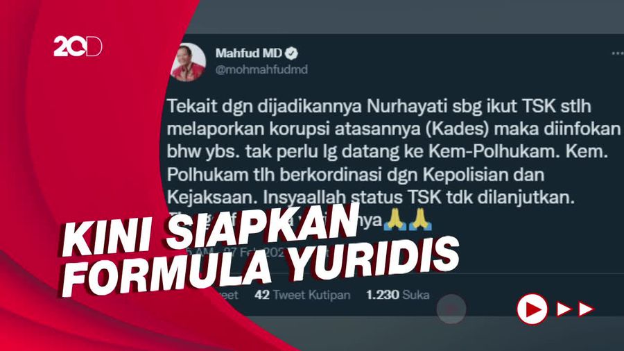 Mahfud Sebut Status Tersangka Nurhayati Pelapor Korupsi Tak Dilanjutkan