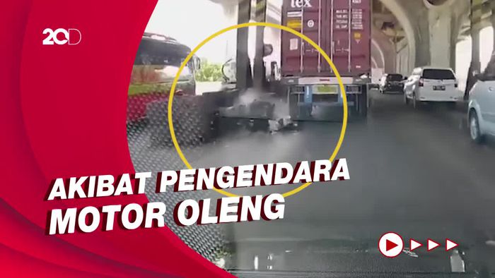 Ngeri! Detik-detik Motor Terlindas Truk di Tanjung Priok