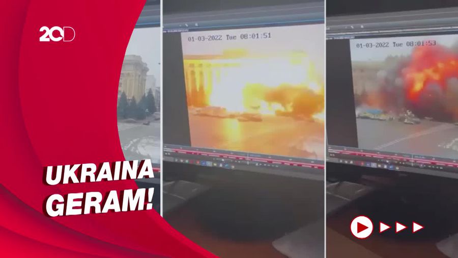 Detik-detik Rudal Rusia Hantam Gedung Pemerintahan Kharkiv