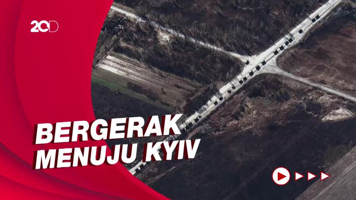 Penampakan Citra Satelit Konvoi Militer Rusia Membentang 64 Km