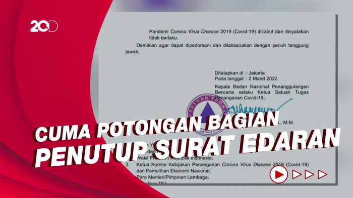 Heboh Edaran Potongan Surat soal Pandemi Dicabut, Ini Faktanya