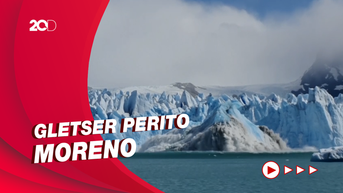 Detik-detik Runtuhnya Sebagian Gletser di Argentina