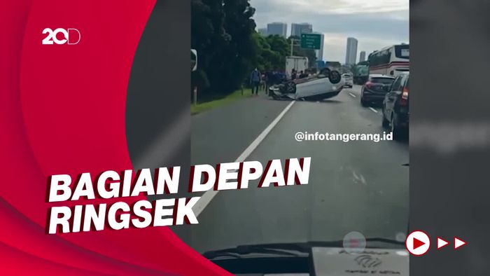 Kecelakaan di Tol Jakarta-Tangerang, Mobil Hingga Terbalik