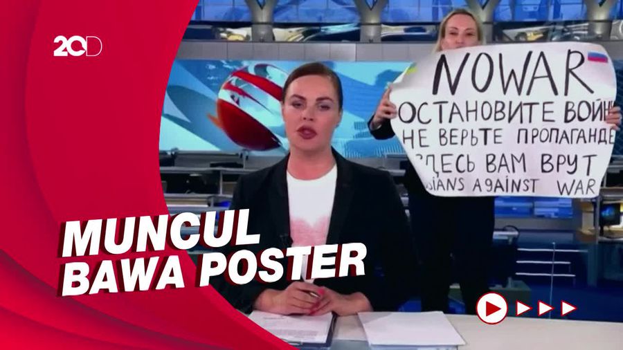 Aksi Protes Perang Rusia Menyela Siaran Langsung Televisi