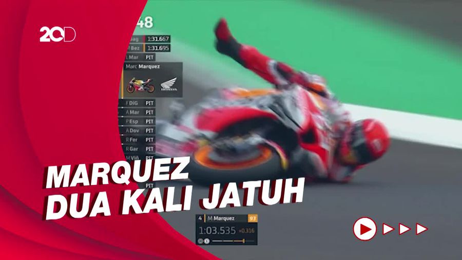 Apes Banget, Marquez 2 Kali Crash di Kualifikasi MotoGP Mandalika