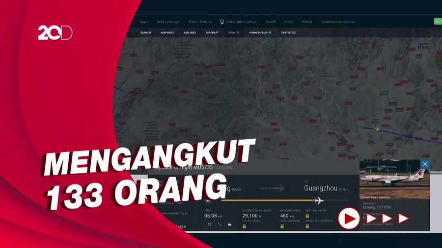 Jejak Radar Pesawat Eastern Airlines yang Jatuh di Pegunungan China
