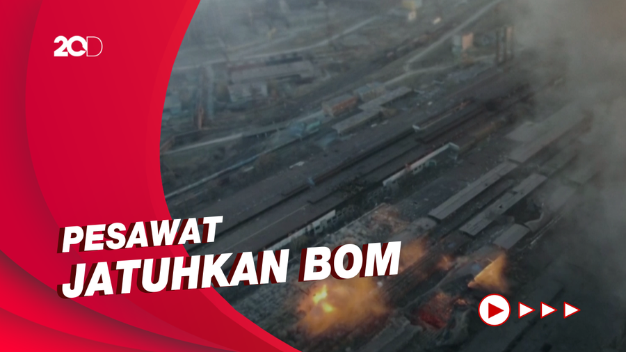 Penampakan Ledakan di Pabrik dan Bangunan Industri Mariupol