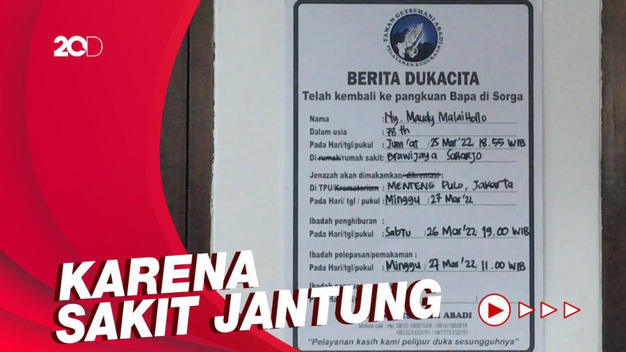 Keluarga Ungkap Penyebab Meninggalnya Nenek Mikha Tambayong