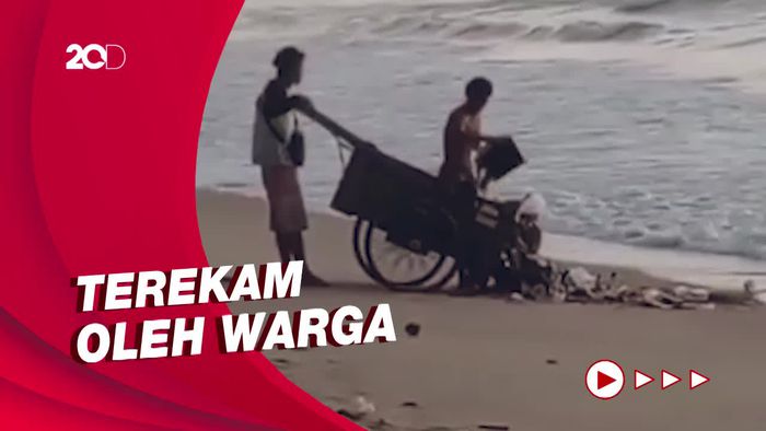 Keterlaluan! Dua Pria Pandeglang Buang Sampah Satu Gerobak ke Pantai