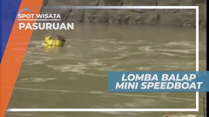 Adu Cepat Lomba Balap Mini Speedboad di Aliran Sungai, Pasuruan