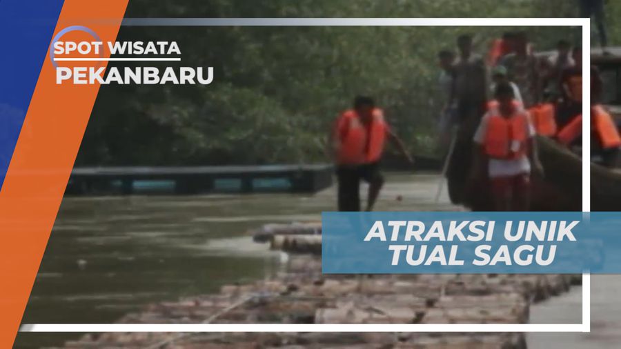 Tual Sagu, Adu Cepat Berlari di Atas Batang Sagu, Pekanbaru