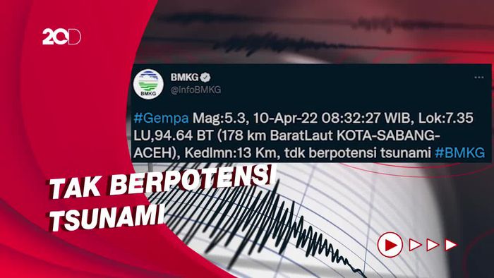 Sabang Aceh Diguncang Gempa M 5,3