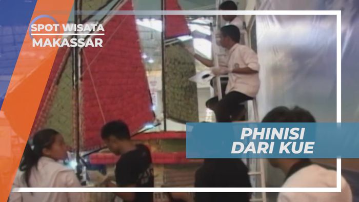 Kue Baruasa dengan Bentuk Phinisi, Kreasi Para Siswa Sekolah Pariwisata Makassar