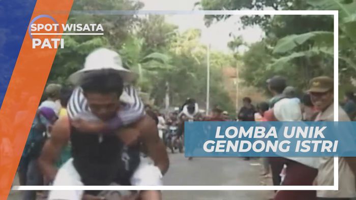Lomba Unik, Adu Kuat Adu Cepat Gendong Istri Menuju Garis Finish, Pati