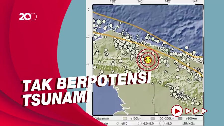 Gempa M 5,7 Guncang Keerom Papua, Pusat di Darat