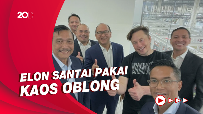 Senyum Semringah Luhut Cs Bertemu Elon Musk Berkaos Oblong