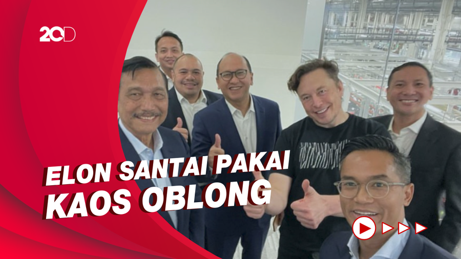 Senyum Semringah Luhut Cs Bertemu Elon Musk Berkaos Oblong
