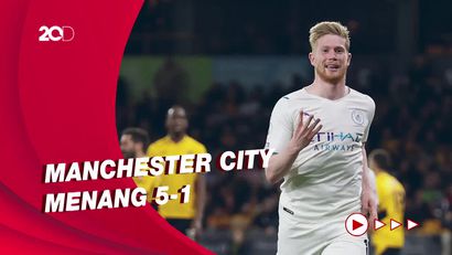 De Bruyne Borong 4 Gol Man City ke Gawang Wolves