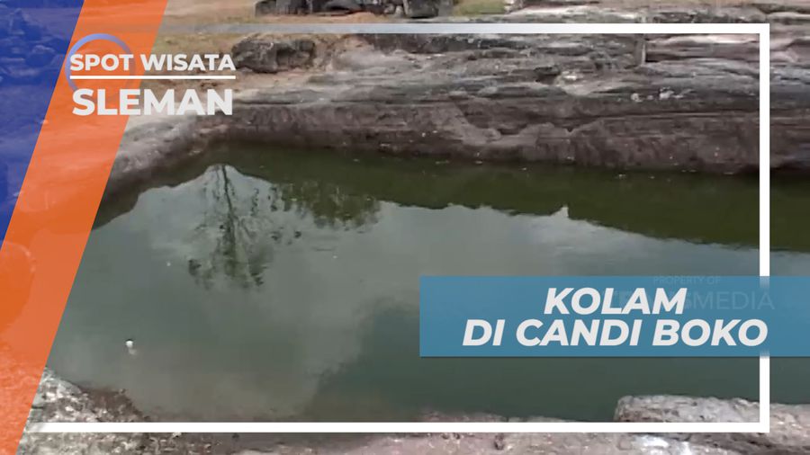 Kolam Cadangan Air Saat Musim Kemarau di Komplek Candi Boko, Sleman