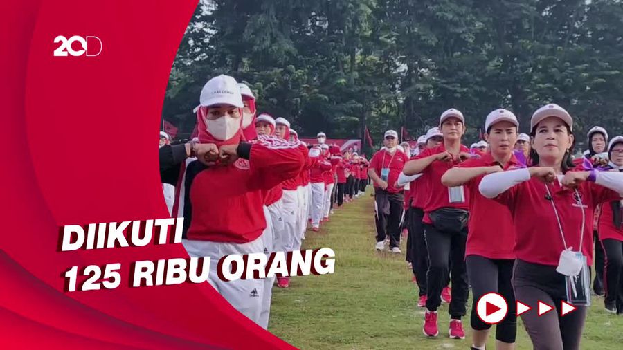  Penampakan Peserta Senam Hybrid PDIP yang Cetak Rekor Muri