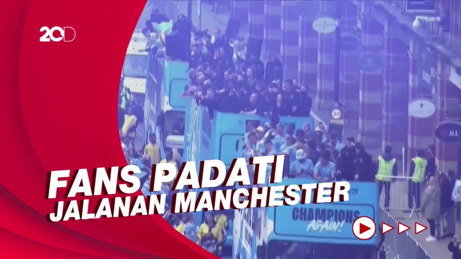 Manchester Membiru Saat Man City Rayakan Juara Liga Inggris