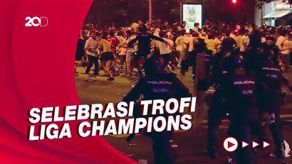Rayakan Kemenangan, Suporter Real Madrid Bentrok dengan Polisi