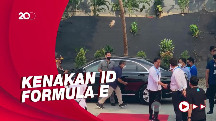Momen Jokowi Tiba di Sirkuit Formula E, Disambut Anies-Sahroni
