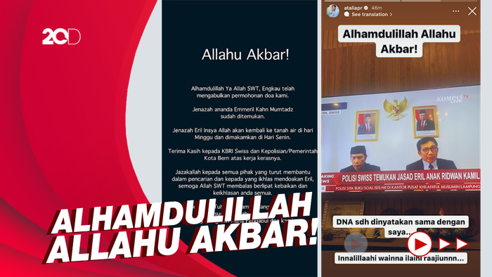 Jasad Eril Telah Ditemukan, Ridwan Kamil-Atalia Ucap Syukur