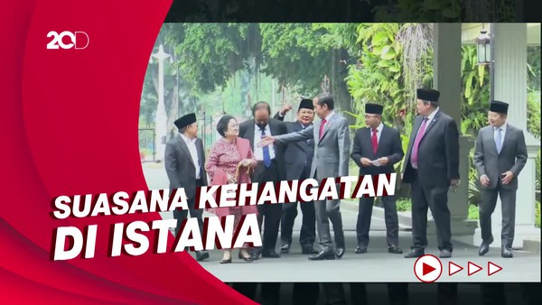 Momen Jokowi dan 7 Ketum Parpol Jalan Bareng Sebelum Pelantikan Menteri-Wamen