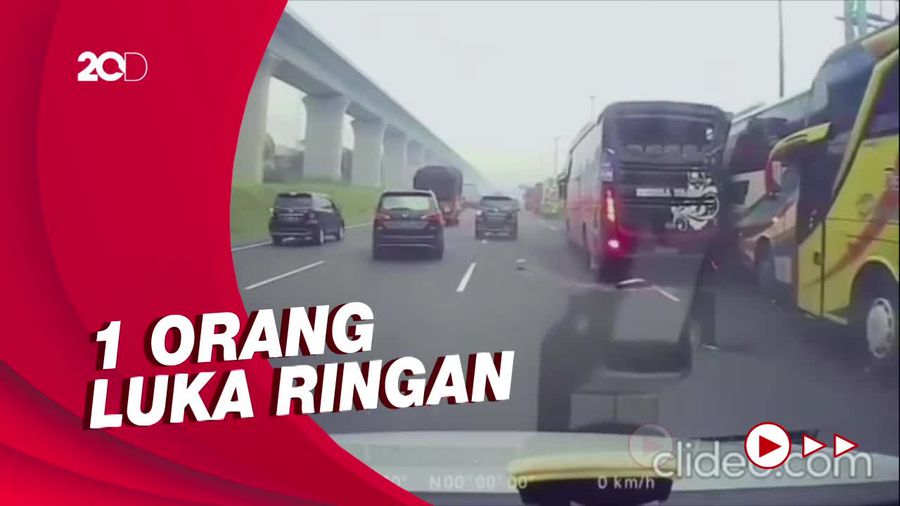 Detik-detik 4 Bus Rakernas NasDem Kecelakaan Beruntun di Tol Cikampek