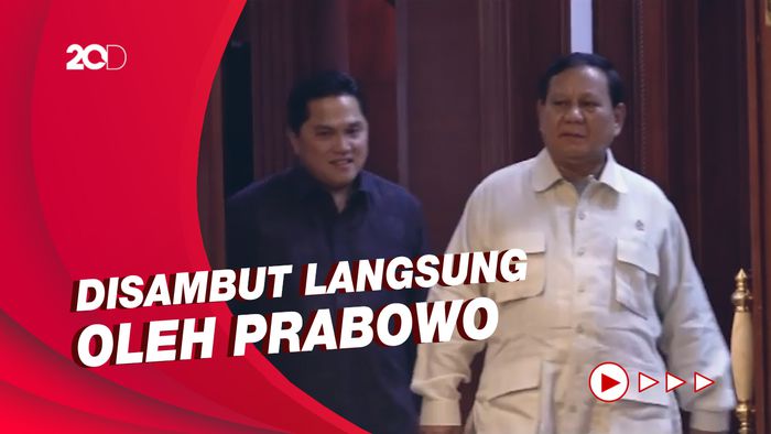 Momen Erick Thohir Sambangi Prabowo di Kantor Kemhan
